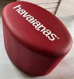 Rood leren poef, Huis en Inrichting, Banken | Voetenbanken en Poefen, Ophalen, Minder dan 50 cm, Gebruikt, 50 tot 75 cm