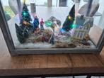 Mooie bak met kersttafareel en verlichting, Ophalen of Verzenden, Zo goed als nieuw