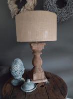 Baluster tafellamp met jute kap, 74 cm hoog, Ophalen, Klassiek, Zo goed als nieuw, Stof