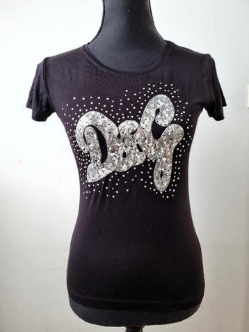 Zwart glitter T-shirt D&G pailletten – maat S beschikbaar voor biedingen