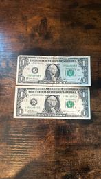 2x 1 dollar biljet, Postzegels en Munten, Bankbiljetten | Amerika, Setje, Ophalen of Verzenden, Noord-Amerika