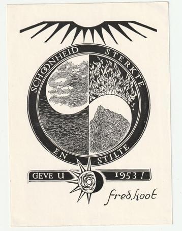 Loodsnede graficus Fred Koot nieuwjaarswens 1953 lichte vouw beschikbaar voor biedingen