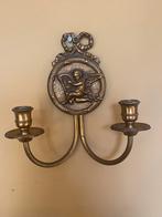 Antieke Wandkandelaar met Engel, Antiek en Kunst, Antiek | Kandelaars, Ophalen of Verzenden, Koper of Brons