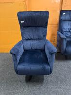 Relaxfauteuil mechanisch verstelbaar donkerblauw velvet stof, Huis en Inrichting, Fauteuils, Ophalen, Industrieweg 25, Rj, 75 tot 100 cm