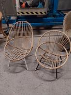 2 vintage stoelen  rotan, Ophalen, Gebruikt, Rotan