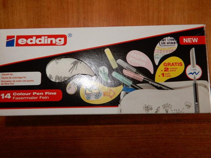 Edding 1200 viltstiften set in etui 14 stuks (1 mm rond), Diversen, Schrijfwaren, Nieuw, Verzenden
