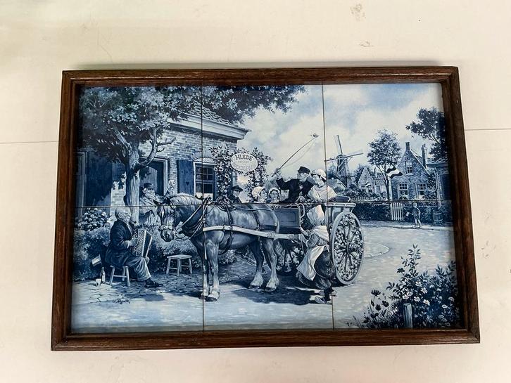 Delfts Blauw Tegeltableau - Hulde aan het Bruidspaar WD-026, Antiek en Kunst, Antiek | Wandborden en Tegels, Ophalen