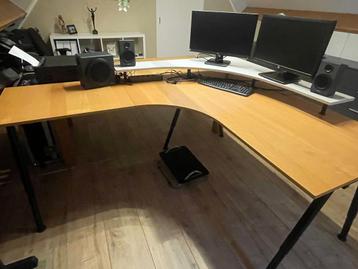 IKEA Galant Hoekbureau met Verhoger - Eiken/Zwart - afbeelding 1