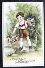 De jongen heeft de handen vol met bloemen, Hannes Petersen, Verzenden, Voor 1920, Ongelopen, Kinderen