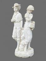 Tuinbeeld jonge boer en boerin 125 cm hoog, Ophalen, Nieuw, Beton, Mensenbeeld