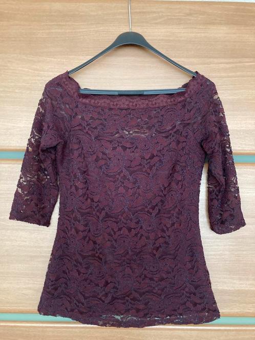 Kanten strapless top, donkerpaars, maat M, Kleding | Dames, Tops, Zo goed als nieuw, Maat 38/40 (M), Paars, Korte mouw, Ophalen of Verzenden