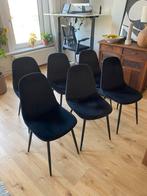 6 zwarte velvet kuipstoelen, Huis en Inrichting, Ophalen, Zwart, Zo goed als nieuw, Stof