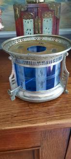 Antiek theelichtje,brander,geslepen glas, Ophalen of Verzenden