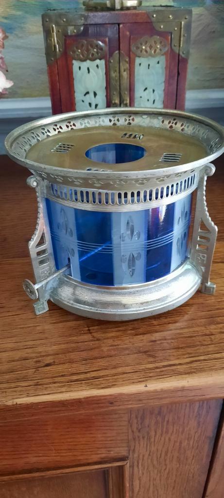 Antiek theelichtje,brander,geslepen glas, Antiek en Kunst, Antiek | Woonaccessoires, Ophalen of Verzenden