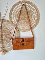 Vintage leren schoudertas met snakeprint, Ophalen of Verzenden, Zo goed als nieuw, Bruin, Schoudertasje