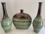 Set van 3 vazen mint-groen/bruin, Overige materialen, Ophalen of Verzenden, Zo goed als nieuw, Minder dan 50 cm
