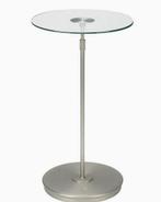 David Quin - telescoop bijzettafel, Huis en Inrichting, Tafels | Bijzettafels, Ophalen, Rond, 60 cm of meer, Glas