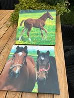 Paarden canvas🤎💚💛, Huis en Inrichting, Woonaccessoires | Schilderijen, Tekeningen en Foto's, Ophalen, Zo goed als nieuw, Schilderij