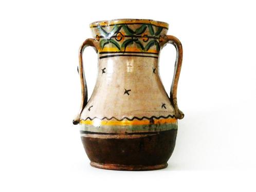 Antieke Zuid Europese vaas gedecoreerd met zwaluwen floraal, Antiek en Kunst, Antiek | Keramiek en Aardewerk, Ophalen of Verzenden