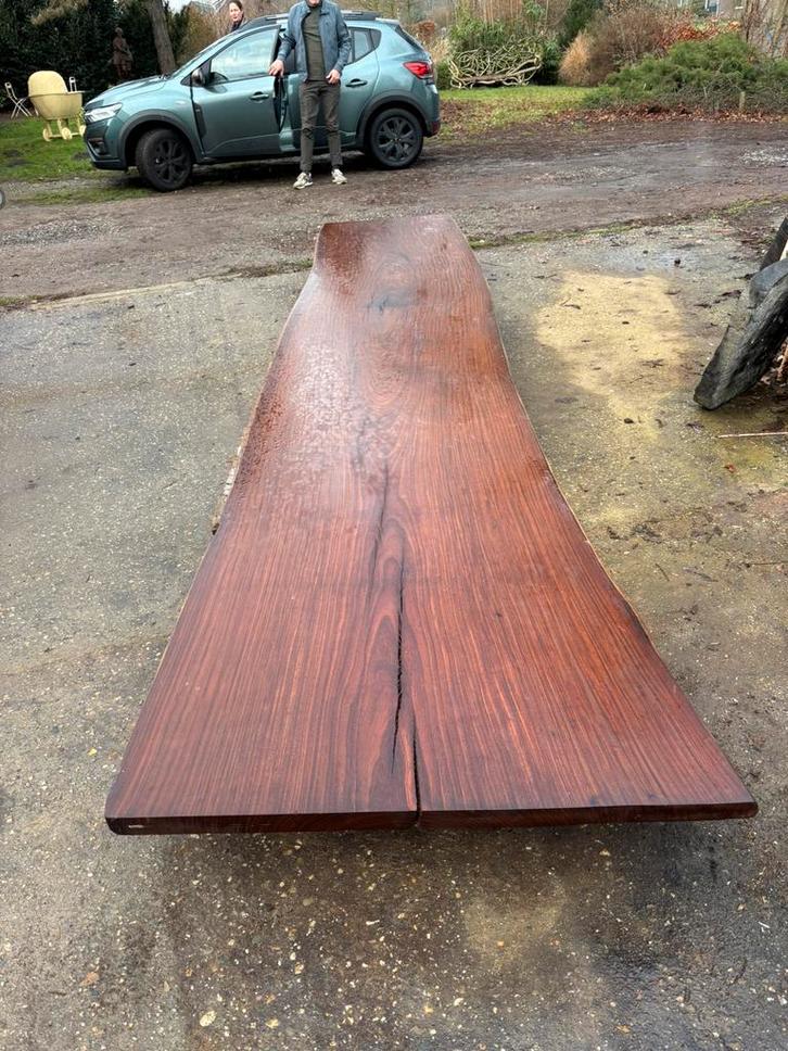 Oud eiken boomstam blad 450 cm lang  97 tot 83 cm breed, Antiek en Kunst, Curiosa en Brocante, Ophalen