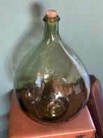 Brocante oude groene gistfles met kurk, 44 cm, Antiek en Kunst, Antiek | Glas en Kristal, Ophalen