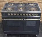 Luxe Fornuis Boretti 100cm antraciet + messing 6 pits, Witgoed en Apparatuur, Fornuizen, Niet ingevuld, 60 cm of meer, Niet ingevuld