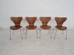 4 vlinderstoelen hout, Ophalen, Gebruikt, Bruin, Design