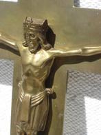 Antieke grote Art Deco Crucifix van koper jaren 30/ 40, Antiek en Kunst, Antiek | Religie, Ophalen of Verzenden