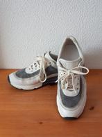 Peserico wit leren met grijze stof sneakers maat 37, Peserico, Wit, Ophalen of Verzenden, Sneakers of Gympen