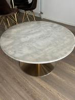 Salon & eettafel marmer met gouden poot, Huis en Inrichting, Tafels | Salontafels, Rond, Zo goed als nieuw, Minder dan 50 cm, 50 tot 100 cm