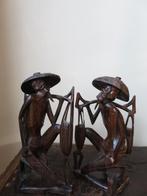 2 mooie beelden uit coromandel hout gesneden 20/11 cm, Ophalen of Verzenden