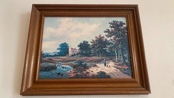Klassiek Landschap Schilderij - Rivier en Kasteel, Antiek en Kunst, Kunst | Schilderijen | Klassiek, Ophalen of Verzenden