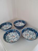 5 prachtige Japanse schaaltjes blauw botanisch, Ophalen of Verzenden, Overige stijlen, Porselein, Schaal of Schalen