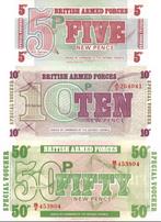 British Armed Force 5, 10, en 50 Pence 6th series - UNC, Verzenden, Overige landen, Setje