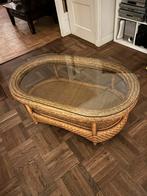 Salon tafel rotan (riet) met glasplaat, Huis en Inrichting, Tafels | Salontafels, Ophalen, 50 tot 100 cm, Zo goed als nieuw, Minder dan 50 cm