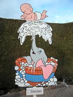 Geboortebord Dombo met baby in bad, blauw, geen borg., Ophalen, Nieuw, Geboortebord