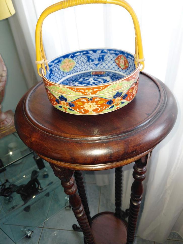 Porseleinen Chinees schaaltje met bamboe handvat gemerkt, Antiek en Kunst, Antiek | Porselein, Ophalen of Verzenden