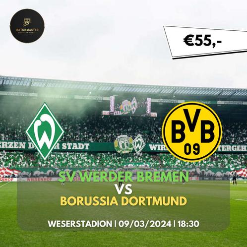 Kaarten Werder Bremen - Borussia Dortmund, Tickets en Kaartjes, Sport | Voetbal, Twee personen, Maart
