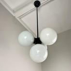 Vintage Space Age hanglamp glazen bollen 'tros' zwart metaal, Gebruikt, Onbekend, Glas, Onbekend