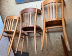 3 houten cafestoelen bistrostoelen vintage, Ophalen, Gebruikt, Bruin, Eén