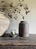 Oude houten pot kruik Aura Peeperkorn stoer sober landelijk, Huis en Inrichting, Woonaccessoires | Overige, Verzenden, Nieuw