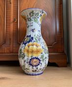 GROTE VINTAGE HANDBESCHILDERDE POLYCHROOM VAAS, Antiek en Kunst, Antiek | Vazen, Ophalen
