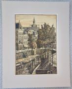 houtsnede, stadsgezicht Utrecht, Eug. Rensburg 1903. met p.p, Antiek en Kunst, Kunst | Etsen en Gravures, Ophalen of Verzenden