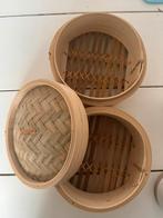 Bamboe stoommand x 2 met deksel, Huis en Inrichting, Keuken | Potten en Pannen, Ophalen of Verzenden, Zo goed als nieuw, Overige materialen