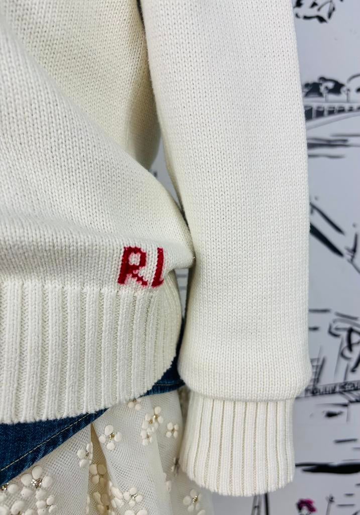 Ralph Lauren wollen trui met hondje maat 7, Verzenden, Jongen of Meisje, Trui of Vest, Zo goed als nieuw