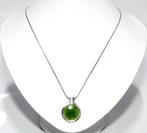 Schitterende Ronde Zilver Jade Hanger & Venetiaanse Ketting, Verzenden, Zilver, Ketting, Met edelsteen