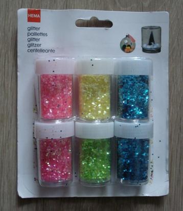 6 Nieuwe potjes met glitter hobby knutselen kaarten maken beschikbaar voor biedingen