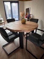 industriële houten eettafel, 120 cm, Huis en Inrichting, Rond, Ophalen of Verzenden, Zo goed als nieuw, Industriële