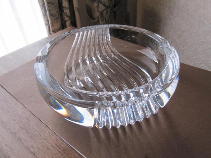 Zeldzame vintage ronde kristal asbak - ingeslepen ribben, Antiek en Kunst, Antiek | Glas en Kristal, Verzenden