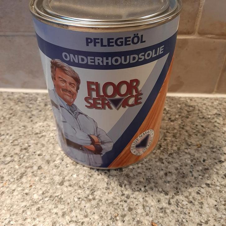 Nieuw blik onderhoudsolie houten vloer Floor Service 1 liter, Doe-het-zelf en Verbouw, Verf, Beits en Lak, Zo goed als nieuw, Ophalen of Verzenden